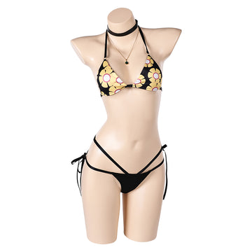 Final Fantasy Tifa Lockhart Women Black Bikini Set Swimsuit Cosplay Costume Outfits Halloween Carnival Suit